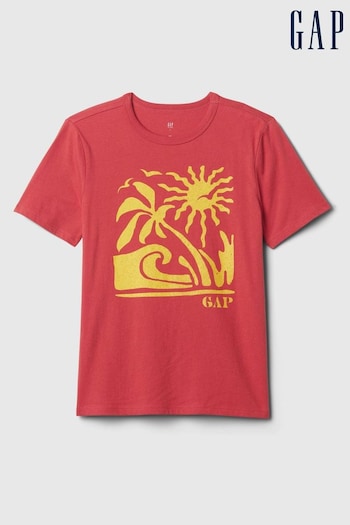 Gap Red Cotton Logo Graphic Short Sleeve Crew Neck T-Shirt (4-13yrs) (B47400) | £10