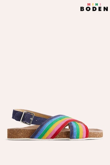 Boden Blue Rainbow Cross-Over Sandals Niebieski (B47402) | £42 - £48