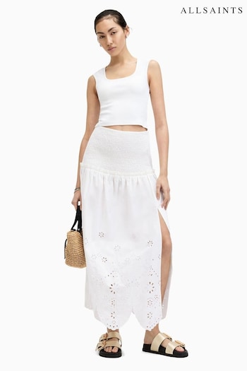 AllSaints White Alex Embroidered Skirt (B47421) | £159