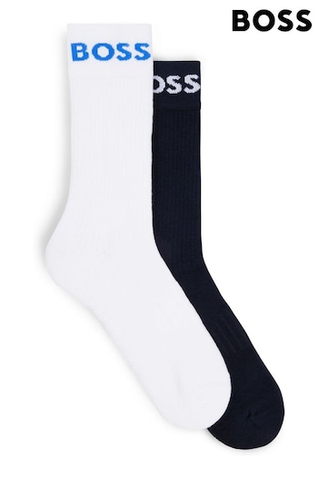 BOSS White Two-Pack Of Short Logo Socks In A Cotton Blend (B47437) | £16