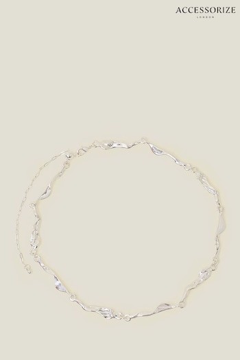 Accessorize Sterling Silver Tone Molten Necklace (B47439) | £20