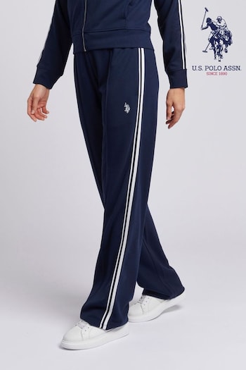 U.S. Londyn Polo Assn. Womens Blue Stripe Trim Flare Joggers (B47502) | £60