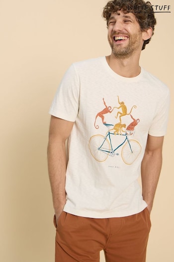 White Stuff Monkey On A Bike Graphic White T-Shirt (B47593) | £28