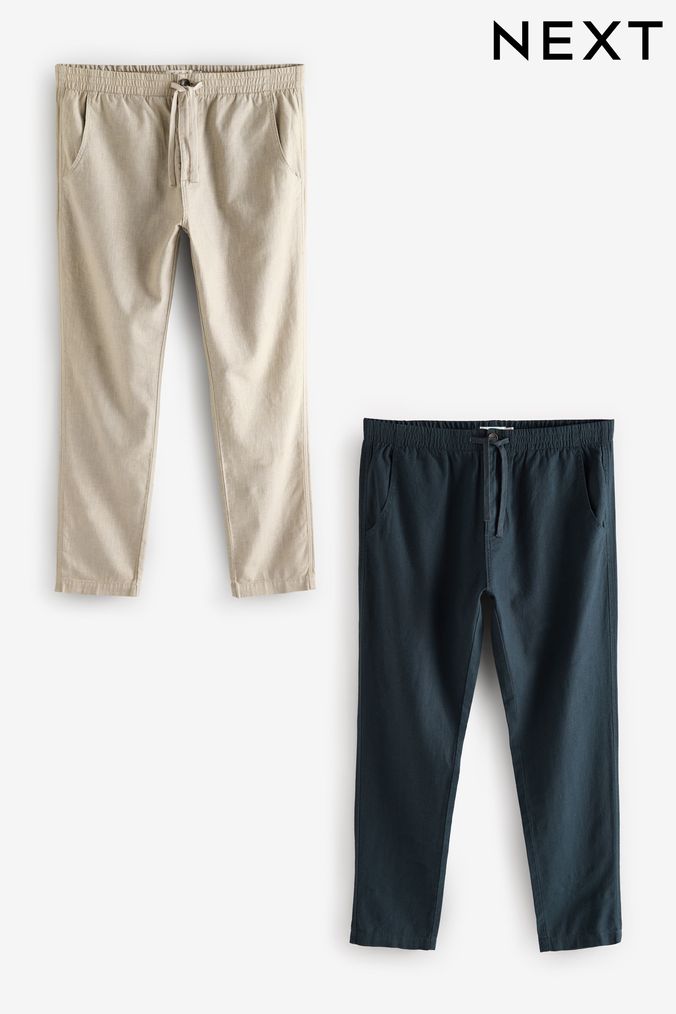 Men s Linen Trousers Linen Drawstring Trousers Next
