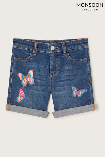 Monsoon Blue Butterfly Embroidered Denim Shorts (B47663) | £22 - £26