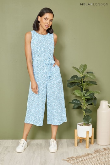 Mela Blue Ditsy Print Culotte Jumpsuit (B47704) | £38