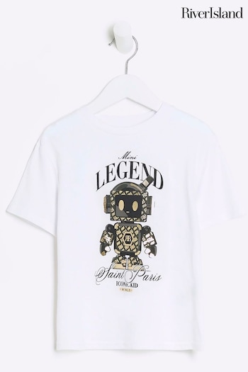 River Island White Boys Little Legend Robot T-Shirt (B47713) | £10