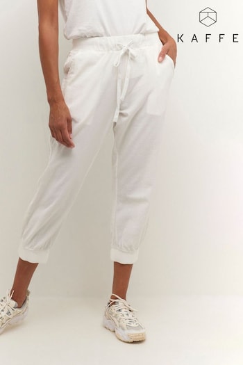 Kaffe Naya Capri Cropped White Trousers (B47740) | £35