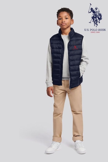 U.S. stripe Polo Assn. Boys Bound Quilted Gilet (B47756) | £50 - £60