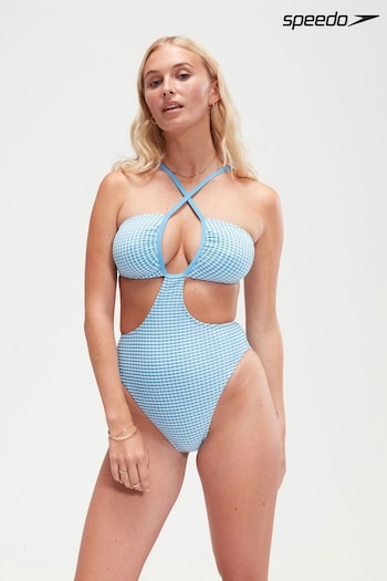 Speedo Blue Gingham Convertible Cut-Out Swimsuit (B47775) | £35