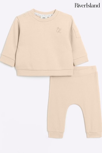 River Island Natural Baby Jeans Sweat k60k607480 Legging Set (B47779) | £18