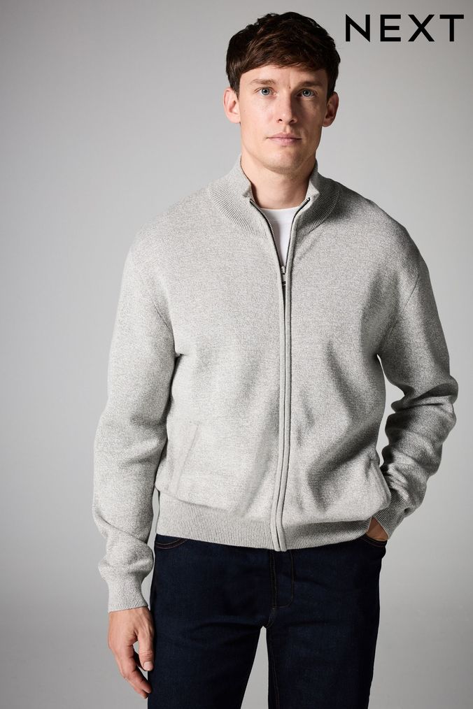 Mens zip up cardigan next clearance