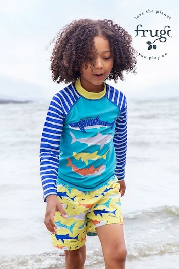 Frugi Yellow Shark Print Chlorine Safe Swimming Gucci Shorts (B47812) | £24 - £26