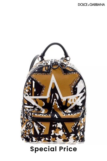 Dolce & Gabbana Kids knitted logo slogan jumper Nylon Black Backpack (B47832) | £790