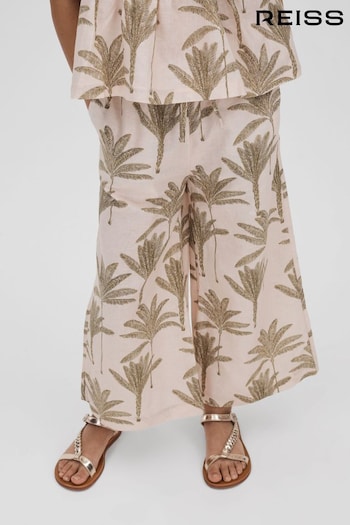 Reiss Neutral Klemee Senior Linen-Cotton Drawstring Trousers (B47865) | £50