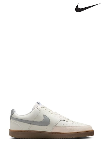 nike DB7644-003 Grey/Ecru Court Vision Low Trainers (B48067) | £75