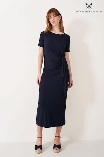 Crew IVY Clothing Company Blue Plain Viscose Relaxed Jersey Dress (B48121) | £65