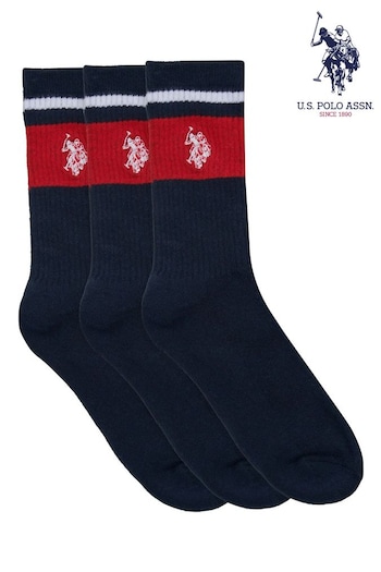 U.S. Polo Assn. Brand Stripe Sweatshirts Socks 3 Pack (B48144) | £15