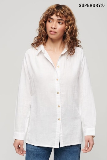 Superdry White Longline Beach Shirt (B48222) | £45