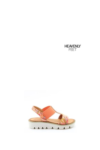 Heavenly Feet Floral Orange Ritz Litesoles Sandals (B48296) | £40
