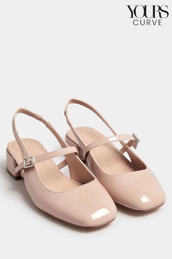 Yours Curve Natural Patent Mary Jane Slingback Heels In Extra Wide EEE Fit (B48392) | £37