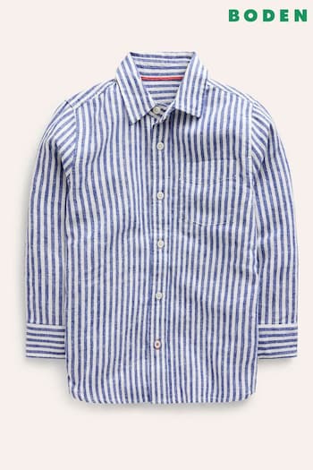 Boden Blue Long Sleeve Cotton Linen Shirt (B48450) | £29 - £34