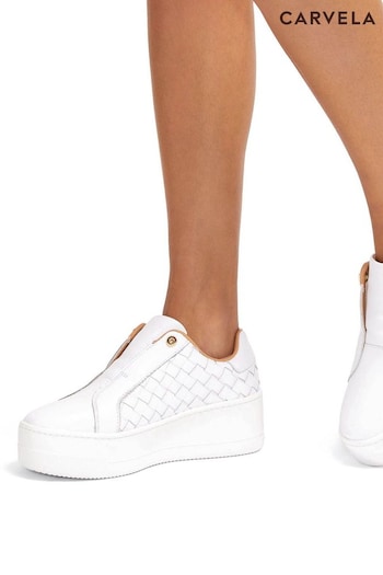 Carvela Connected Laceless Weave White Trainers (B48542) | £149