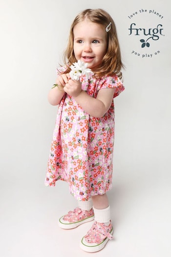 Frugi Pink Floral Seersucker Short Sleeve Dress (B48570) | £30 - £34
