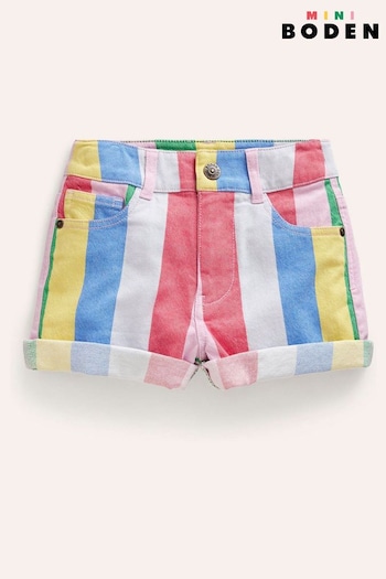 Boden Multi Stripe Denim Schmale Shorts (B48631) | £25 - £29