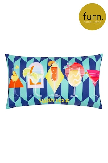 Furn Blue Happy Hour Abstract Outdoor Cushion (B48639) | £16