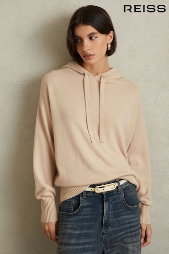 Reiss Nude Sammie Wool Blend Drawstring Hoodie with Cashmere (B48648) | £128