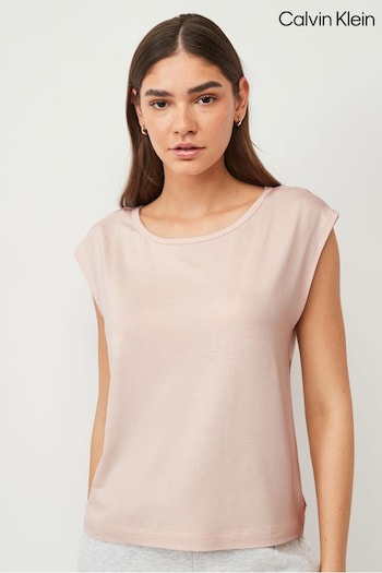 Calvin Shoulder Klein Pink Wide Neck T-Shirt (B48776) | £40