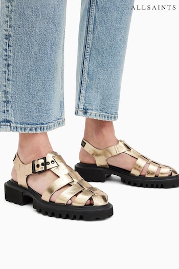 AllSaints Gold Nessa Sandals ford (B48834) | £189