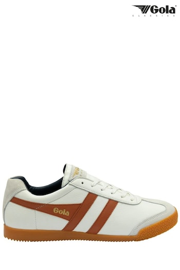 Gola White Mens Harrier Leather Lace-Up Trainers (B48909) | £85