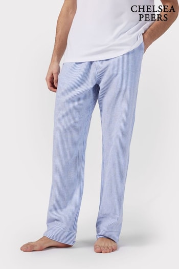 Chelsea Peers Blue Poplin Stripe Pyjama Bottoms (B49072) | £40