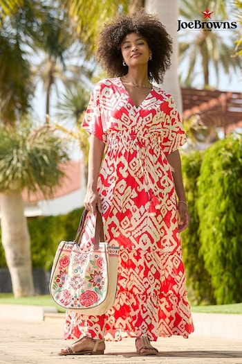 Joe Browns Red Abstract Print Relaxed Wrap Front Maxi Dress (B49132) | £65