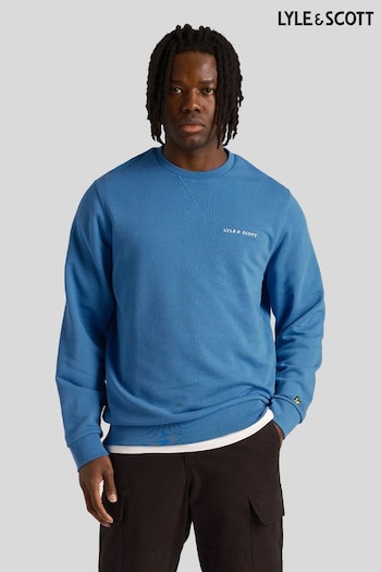 Lyle & Scott Blue Loopback Embroidered Crew Neck Sweatshirt (B49222) | £75