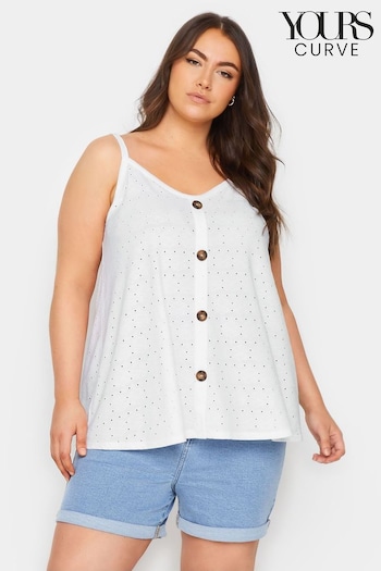 Yours Curve White Button Front Broidery Vest (B49365) | £20