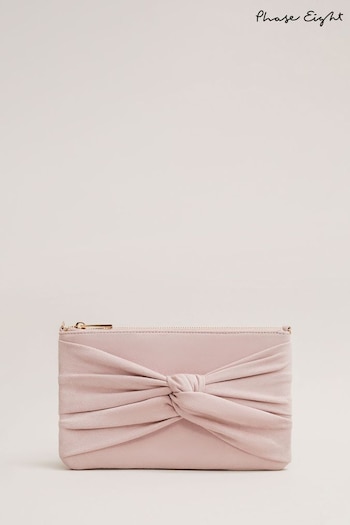 Phase Eight Pink Suede Twist Front Clutch Bag (B49368) | £75