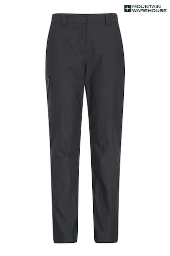 Mountain Warehouse Black Short Length Lightweight Stretch UV Protect Walking Hiker Archives Trousers (B49380) | £44