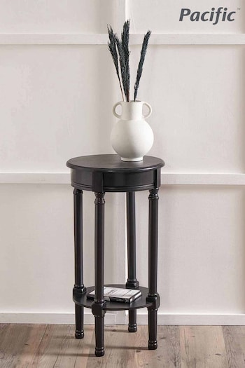 Pacific Black Heritage Pine Wood Round Accent Table (B49445) | £99.99