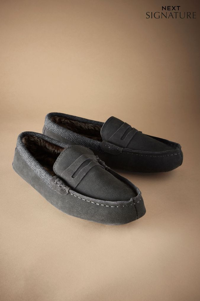 Next mens moccasin slippers on sale
