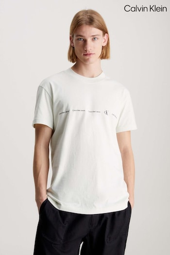 Calvin High Klein Cream Logo Repeat T-Shirt (B49582) | £45