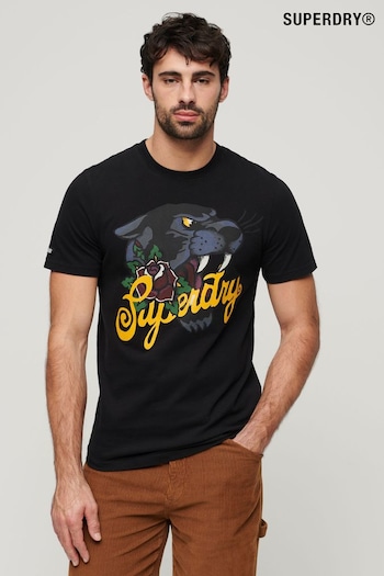 Superdry Black Tattoo Script T-Shirt (B49658) | £30