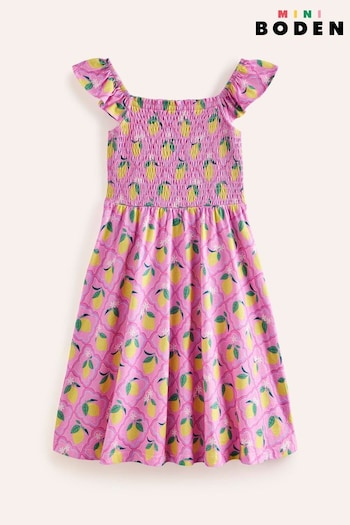 Boden Pink Lemon Shirred Jersey Dress (B49759) | £25 - £29