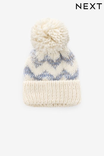 Blue/White Pom Beanie Hat (3-16yrs) (B49772) | £8 - £11