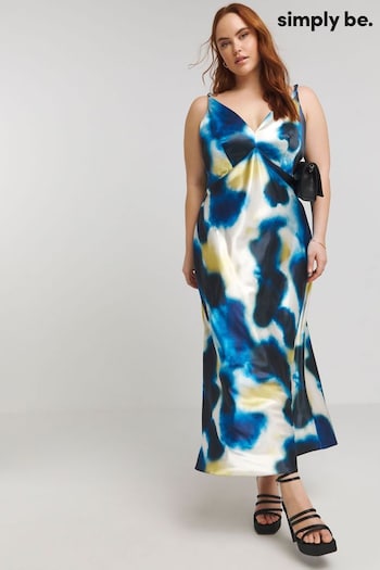 Simply Be Blue Satin Cami Slip Dress (B49796) | £42