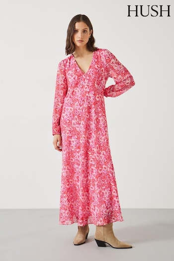 Hush Pink Wray Volume Maxi Dress (B49859) | £119