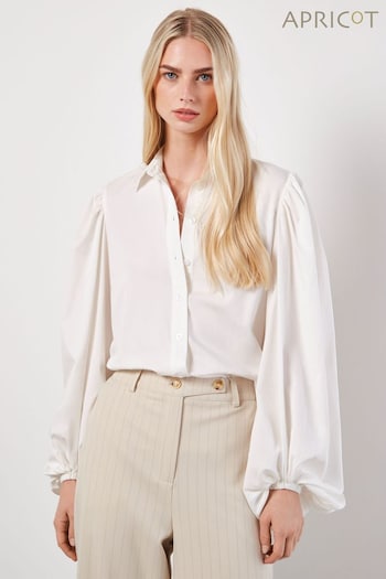 Apricot Cream Statement Sleeve Cotton Modal Shirt (B49908) | £35