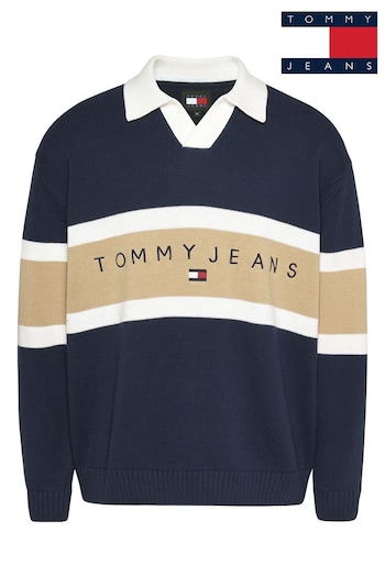 Tommy Gessie Jeans Blue Logo Rugby T-Shirt (B50159) | £95
